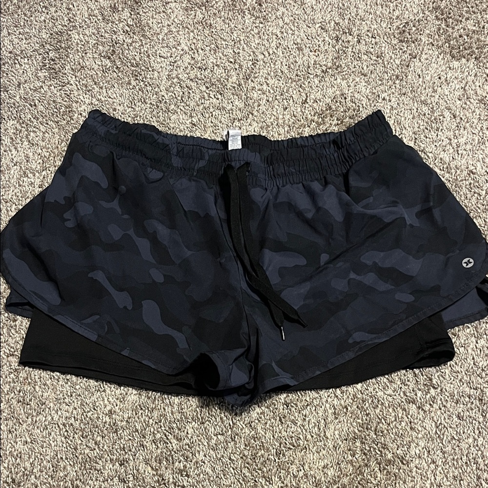 RBX Women’s Black‎ Camo Athletic Shorts Large